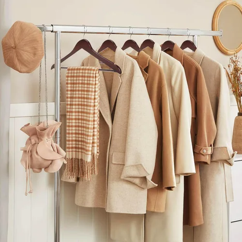 Miniatura 2 de JS HANGER Perchas de madera para traje, paquete de 20 perchas de madera de alta calidad de 17.5 pulgadas con barra antideslizante para pantalones