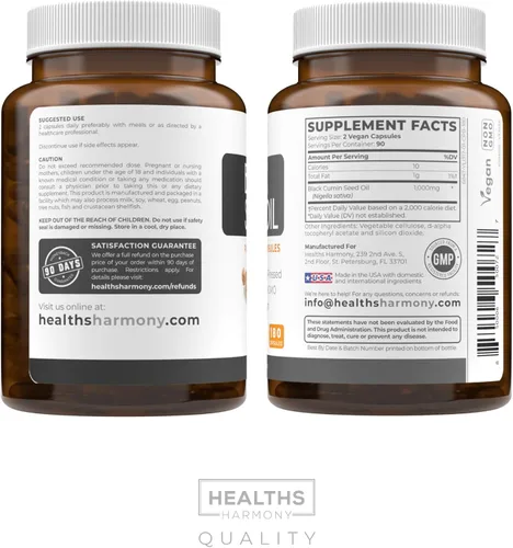 Miniatura 9 de Aceite de Semilla Negra - 180 Cápsulas de gelatina blanda (no OGM y vegano) Premium prensado en frío Nigella Sativa que produce aceite puro
