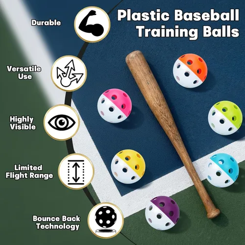 Miniatura 5 de Mototo 12/30/60 Pelotas de béisbol de práctica para golpear, pelotas de béisbol suaves de plástico de 2.8 pulgadas para práctica, pelota suave
