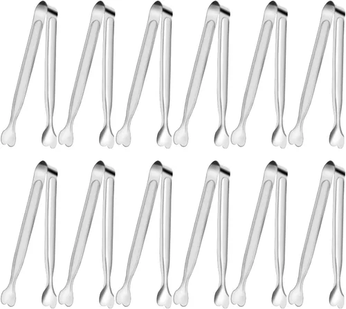 Pinzas para Servir, Anytrp Paquete de 12 Pinzas de Acero Inoxidable para Azúcar, Pinzas Pequeñas de 5.3 Pulgadas para Servir Alimentos, Aperitivos,