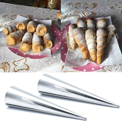 Miniatura 3 de 10 moldes de cuerno de crema para hornear, moldes de cono de croissant de acero inoxidable de 5 pulgadas