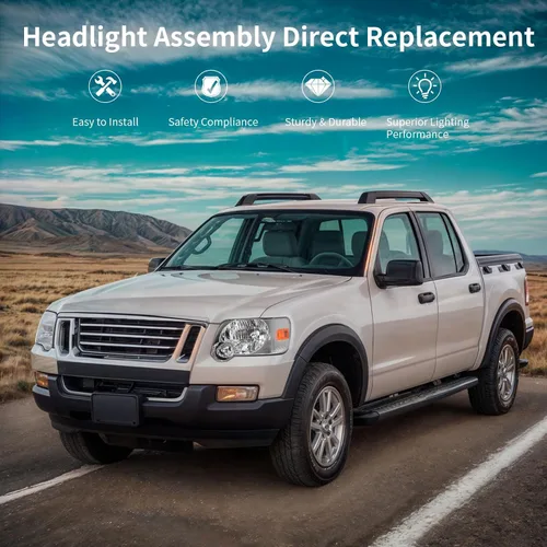 Miniatura 5 de Conjunto de repuesto de faros delanteros para Ford Explorer. Reflectores ámbar, carcasa cromada