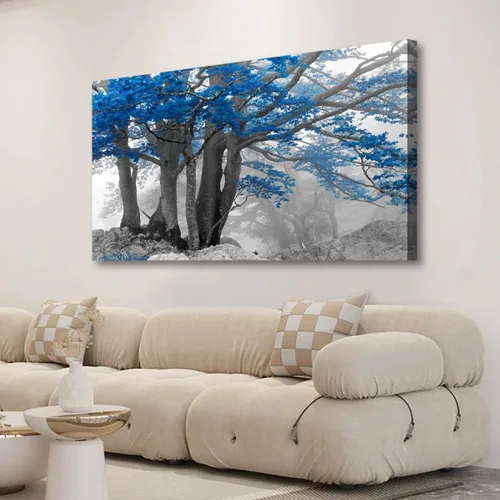Miniatura 22 de Arte de pared de paisaje, impresiones en lienzo de paisajes naturales, decoración del hogar, bosque verde, pintura de árboles para sala de estar