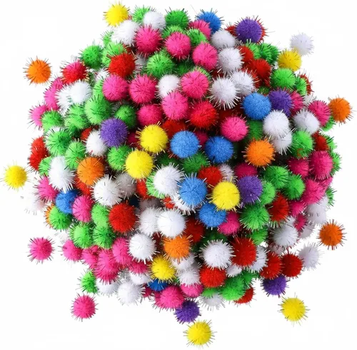 HESTYA 500 pompones de Navidad brillantes de 0.5 pulgadas, deslumbrantes, esponjosos, pequeños pompones de fieltro con purpurina para manualidades,
