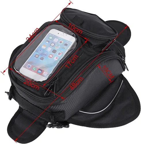 Miniatura 6 de Aramox Bolsa de motocicleta, negro universal motocicleta motocicleta montar fuerte aceite magnético combustible bolsa superior transparente, Popular