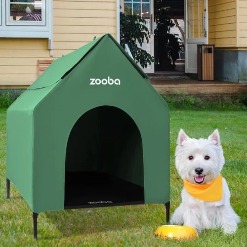 Miniatura 16 de Zooba Casa para perros 2 en 1 de 29 pulgadas para perros medianos, casa elevada para perros al aire libre e interior, refugio elevado para mascotas