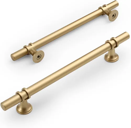 Miniatura 10 de Amerdeco ZH0050 - Paquete de 10 pomos de bronce champán para gabinetes, barra en T de 2 pulgadas, manijas de gabinete de cocina, manijas