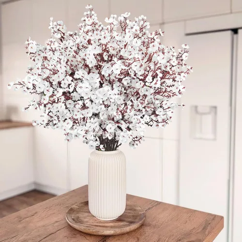 Miniatura 2 de Uieke - Ramo de 6 flores artificiales de aliento de bebé, flores falsas de seda blancas, imitación de gypsophila, toque real, flores artificiales