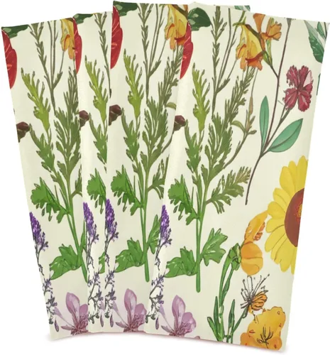 Miniatura 2 de GAIREG Retro Wildflowers Botanical Yellow Dish Towels for Kitchen, 28x18 Inches Absorbent Decorative Hand Towels for Kitchen, Set of 4