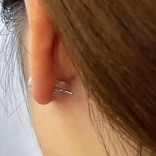 Miniatura 4 de Pendiente trasero para orejas caídas, pendientes de silicona de oro de 18 quilates para aretes pesados, soporte de goma plana para aretes de soporte