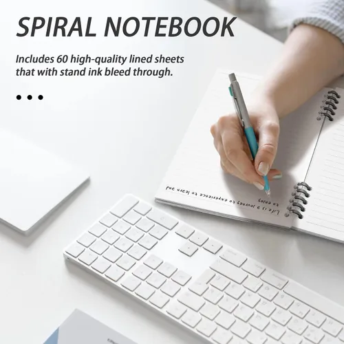 Miniatura 7 de elephtree Cuaderno de espiral, cuaderno recargable y juego de papel de relleno en total de 120 hojas, cuadernos con rayas universitarias con 2