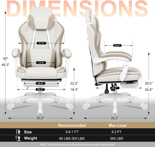 Miniatura 3 de Misolant Silla Gaming, Silla Gamer de Tela con reposapiés para Adultos, Silla Ergonómica de Computadora para Juegos de Respaldo Alto
