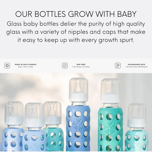 Miniatura 5 de Lifefactory Biberones de vidrio con protección de silicona, paquete de 2, botellas de 9 onzas, arándano Azul (Arándano)