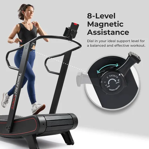 Miniatura 8 de Sunny Health & Fitness Smart Curved Manual Treadmill, Non-Motorized Self-Powered Running Machine, Heavy-Duty Commercial-Grade Endurance Training