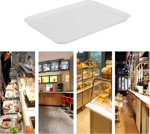 Miniatura 8 de Kekow Paquete de 4 bandejas de plástico blanco para servir comida rápida