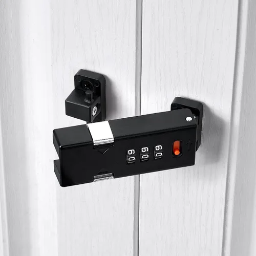 Miniatura 9 de INIRET Cerradura para gabinete, cierres para puertas de granero, cerraduras de seguridad de 3 dígitos, cerradura de seguridad de combinación