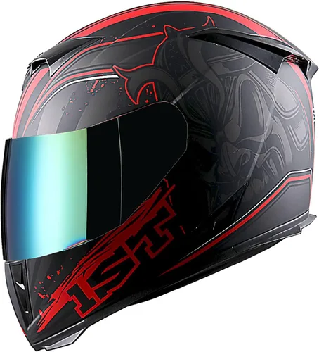 Miniatura 2 de Casco integral para motocicleta 1Storm con diseño de cráneo rey en mate negro + una visera transparente extra: HJK311