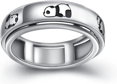 Anillos giratorios para la ansiedad, plata esterlina S925 Fidget Ansiedad Preocupación Alivio del aburrimiento TDAH Autismo Anillos para 2 anillos