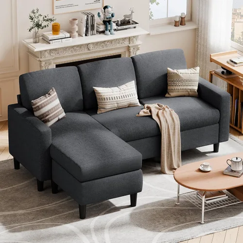 Miniatura 6 de SUNLEI Sofá seccional modular de 187 cm, cómodo sofá tipo nube con otomano móvil, sofá modular en forma de L de asiento profundo, sofás seccionales