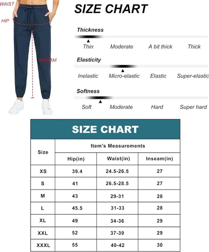 Miniatura 6 de Libin Women's Lightweight Joggers Quick Dry Hiking Running Pants Athletic Workout Track Casual with Zipper Pockets