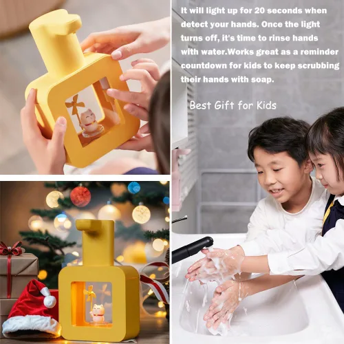 Miniatura 2 de Dispensador Automático de Jabón para Niños - Lindo Elefante Azul Dispensador de Jabón de Manos Espumoso sin Contacto, Impermeable y Recargable por