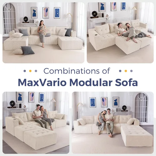 Miniatura 3 de MAXYOYO Sofá modular, moderno en forma de U con 2 otomanas, sofá en una caja, silla copetuda de 6 asientos sin hueso para sala de estar, no requiere