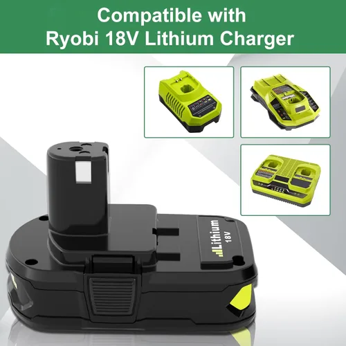 Miniatura 5 de Reoben Paquete de 2 baterías de litio de 3.6 Ah de repuesto para batería Ryobi de 18 V, compatible con baterías Ryobi de 18 voltios P102 P103 P104