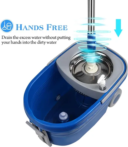 Miniatura 2 de Juego de trapeador y cubo con escurridor de 25 cuartos de galón, acero inoxidable Deluxe 360 Spinning Mop Bucket Sistema de limpieza del suelo con 3