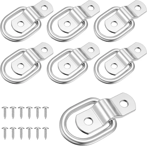 Miniatura 8 de garini Anclajes de amarre de anillos en D negros, paquete de 24 anclajes de amarre resistentes de 1/4 pulgadas para barcos, control de carga