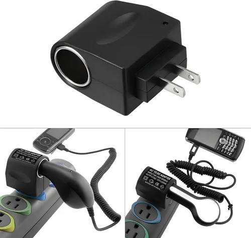 Miniatura 5 de Convertidor universal de adaptador de encendedor de cigarrillos de CA a CC para automóvil, DC 12V 500mA fuente de alimentación de vehículo enchufe
