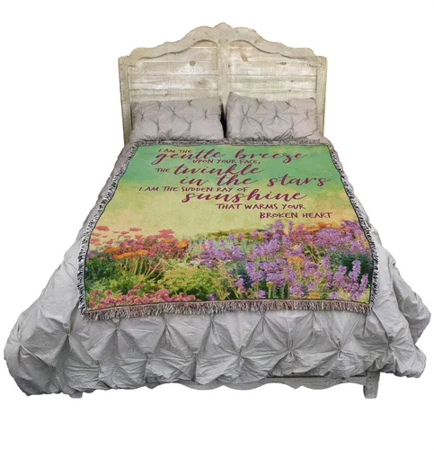 Miniatura 2 de Pure Country Weavers Manta con texto en inglés "I Am The Gentle Breeze Upon Your Face" con diseño de flores, para regalo de duelo y condolencia