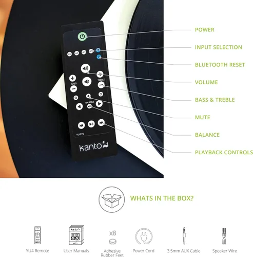Miniatura 7 de Kanto YU4WALNUT Altavoces Amplificados con Bluetooth y Preamplificador de Phono Integrado Modo de Espera y Encendido Automático Control Remoto
