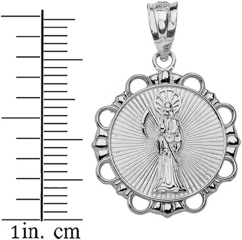 Miniatura 2 de Collar con colgante de plata de ley con diseño de Santa Muerte