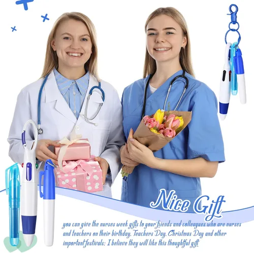 Miniatura 7 de Geyoga Juego de 36 mini resaltadores – Incluye 9 resaltadores azules, 9 marcadores, 9 bolígrafos retráctiles y 9 insignias de enfermería para regalo