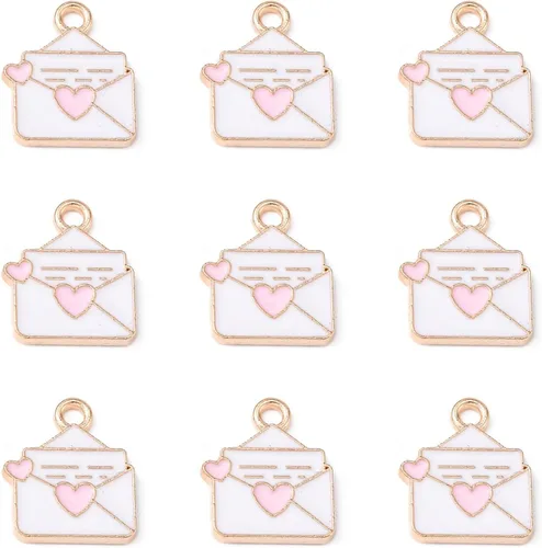 Miniatura 21 de LiQunSweet 20 dijes chapados en oro con cruz esmaltada blanca para hacer joyas Colgantes blancos de cruz