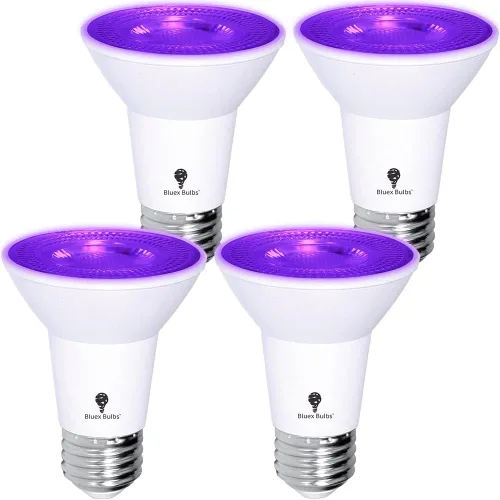 Miniatura 11 de Bluex Bombillas 4 unidades PAR20 LED de luz negra, 10 W (equivalente a 100 W) E26, nivel de foco de luz negra 385-400 nm, para pintura corporal