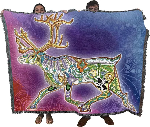 Miniatura 18 de Pure Country Weavers Sue Coccia - Manta de ovejas de cuerno grande, tótem de espíritus animales, manta de regalo tejida de algodón, fabricada