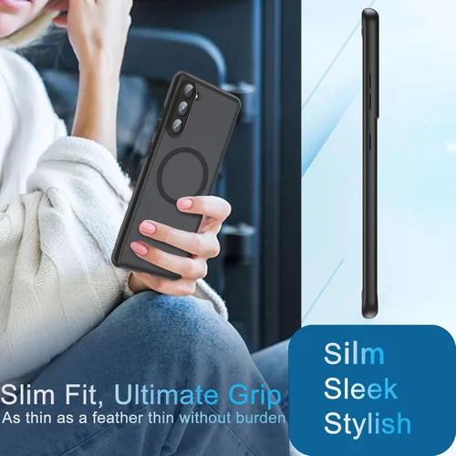 Miniatura 8 de HikerClub Funda magnética para Galaxy A16 (2024), compatible con cargador inalámbrico, ajuste delgado, Amti-Scratch, translúcido, mate, cubierta