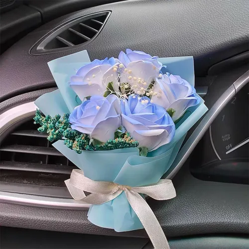 Ramo de flores para coche, ambientador, clips de ventilación, mini ramo de flores secas para decoración del coche y del hogar, clip de ventilación