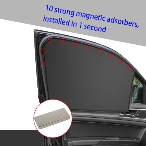 Miniatura 3 de 2 parasoles para ventana de automóvil, privacidad para automóvil, 100% bloque de luz de automóvil, parasol para ventana lateral que se mantiene
