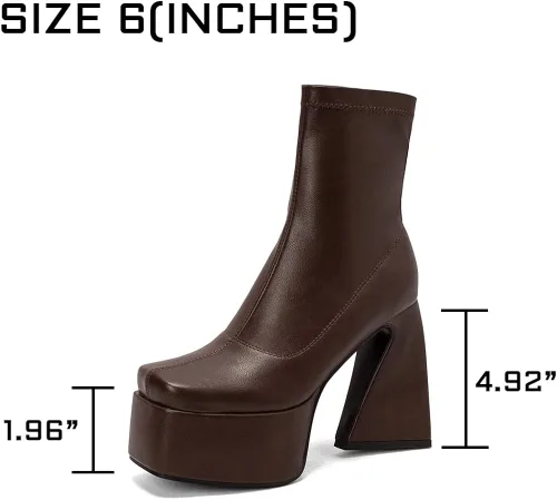Miniatura 6 de AMINUGAL Botas triangulares para mujer, con puntera cuadrada, de piel sintética, gruesas, con cremallera, a la moda, para mujer