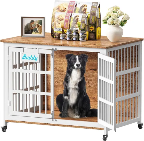 Miniatura 18 de EasyCom mueble de jaula para perros de 41"/33"/27" con etiqueta de nombre, perrera para perros de interior resistente para perros medianos, jaula