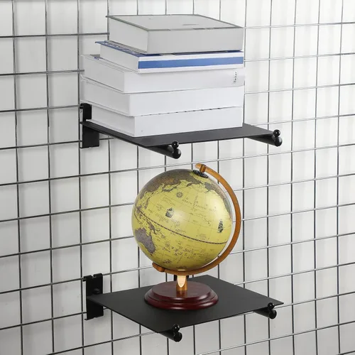Miniatura 2 de Therwen Paquete de 10 ganchos de pared de rejilla de 12 pulgadas con brazo recto con una rejilla de bola, ganchos de pared de rejilla de metal