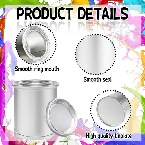 Miniatura 4 de Paquete de 8 latas de pintura de metal vacías con tapas (tamaño de 1/4 de pinta), contenedores de pintura de retoque de capacidad de 1/2 taza