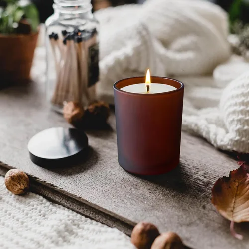 Miniatura 6 de SHOWIN Tarros gruesos para hacer velas, 16 unidades, tarros vacíos de 7 onzas con tapas de madera para hacer velas, contenedor de muestra, marrón