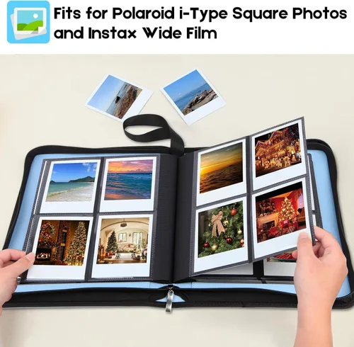 Miniatura 6 de Álbum de fotos de 256 bolsillos para fotos instantáneas Polaroid I-Type/600/SX-70, libro de fotos de cuero con cremallera para cámara instantánea