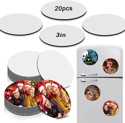 Miniatura 8 de Imán de sublimación en blanco de 3 x 3 pulgadas, productos en blanco de sublimación, 20 imanes personalizados para sublimación, refrigerador