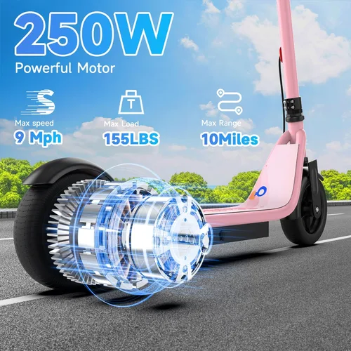 Miniatura 4 de Electric Scooter for Adults, Teens & Big Kids, 350W-500W Motor, 10Mph-21 MPH & 10-28 Miles Max Range, 6.5 to 10 inch Tires, Portable Lightweight Rosa