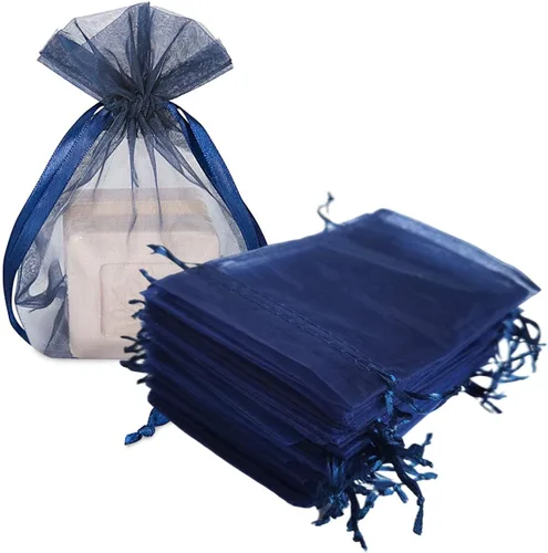 Miniatura 20 de 100 bolsas de organza con cordón de regalo para joyas, galletas, malla de tela transparente de 5 x 7 pulgadas, bolsa reciclable duradera para baby