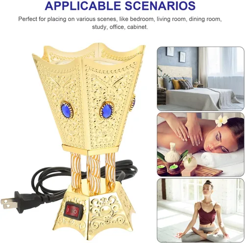 Miniatura 4 de FOMIYES Quemador de incienso eléctrico, estilo Oriente Medio, incensario portátil para oficina y decoración del hogar, ideal para yoga, spa